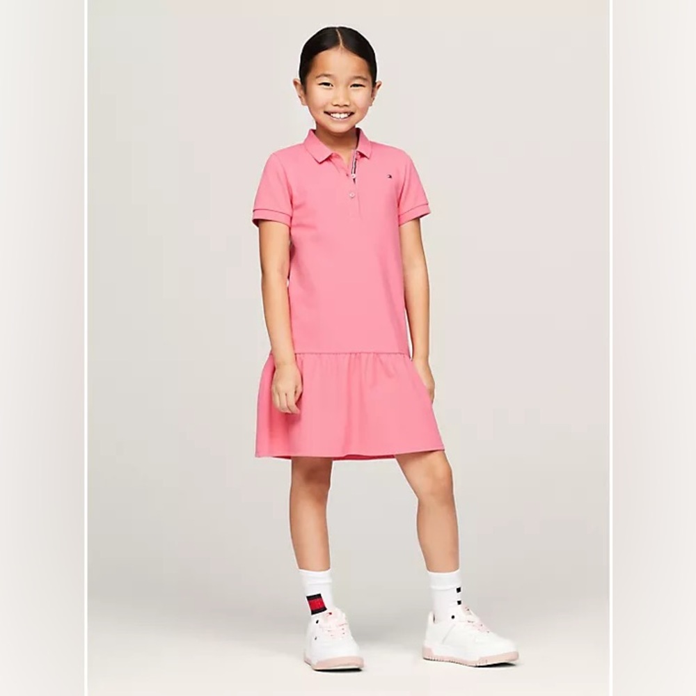 Tommy Hilfiger Girls’ Solid Drop-Waist Polo Dress